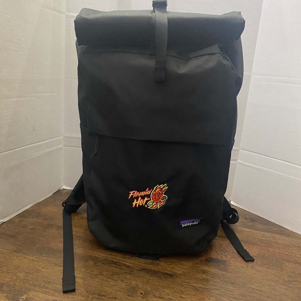 Patagonia Black Large Roll Top Backpack Flamin Hot Embroidered
Patch 17X12X4"